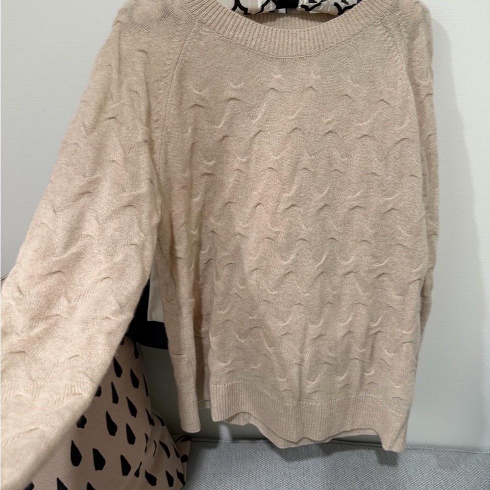 Theory Cream Cable Knit Scoopneck Sweater - Picture 2 of 5
